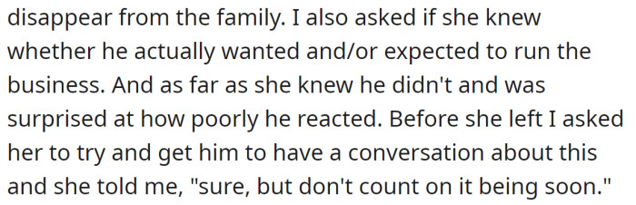 He also added his conversation with Susan after the dinner: