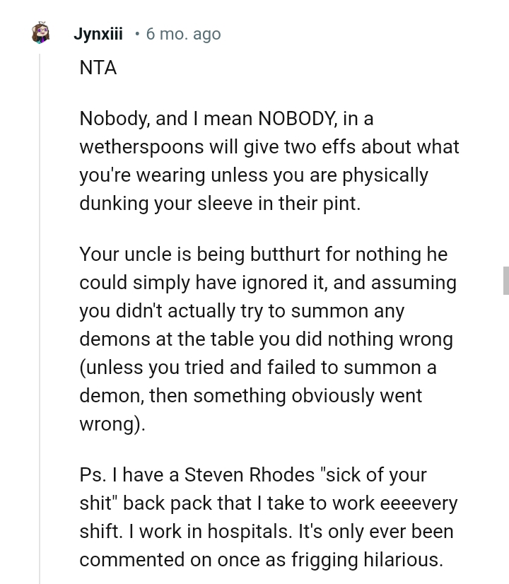 OP's Uncle Is Being a Pain for Nothing