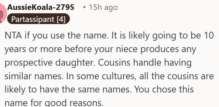 The absurdity of dibs on a name for a non-existent child