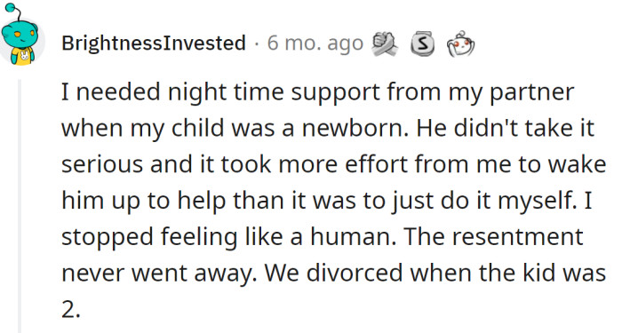 One Redditor shared a similar story and said it ended her marriage.