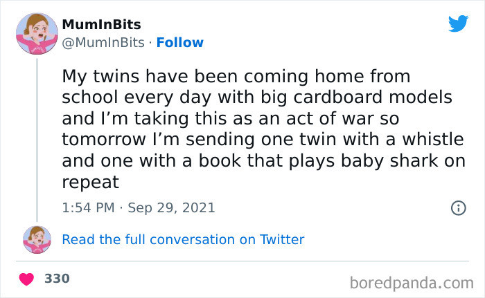 16. Playing baby shark on repeat