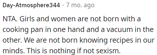 This mindset is blatantly sexist.