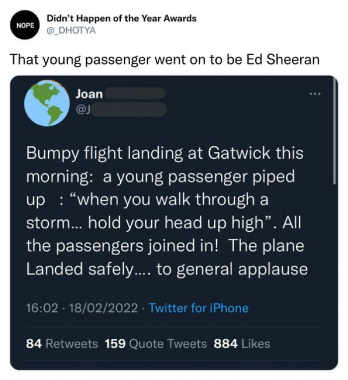 4. The plane landed safely to general applause