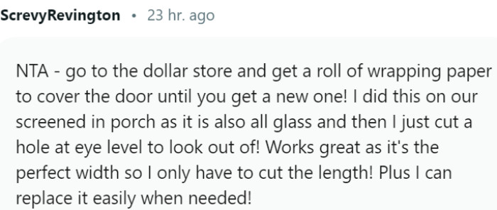 Cover the Glass Door with Dollar Store Wrapping Paper