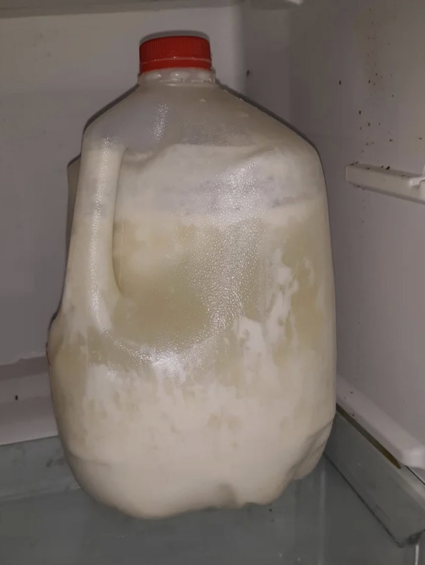 14. “Coworker has this old milk in the staff fridge.”