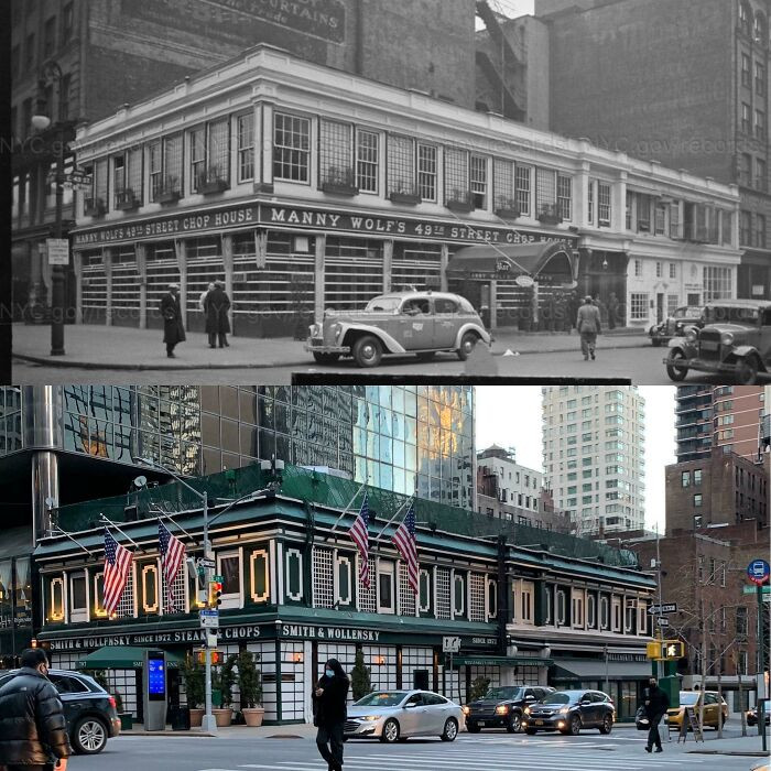 "The Corner Of 49th St & 3rd Ave, Manhattan 1940 vs. 2021"