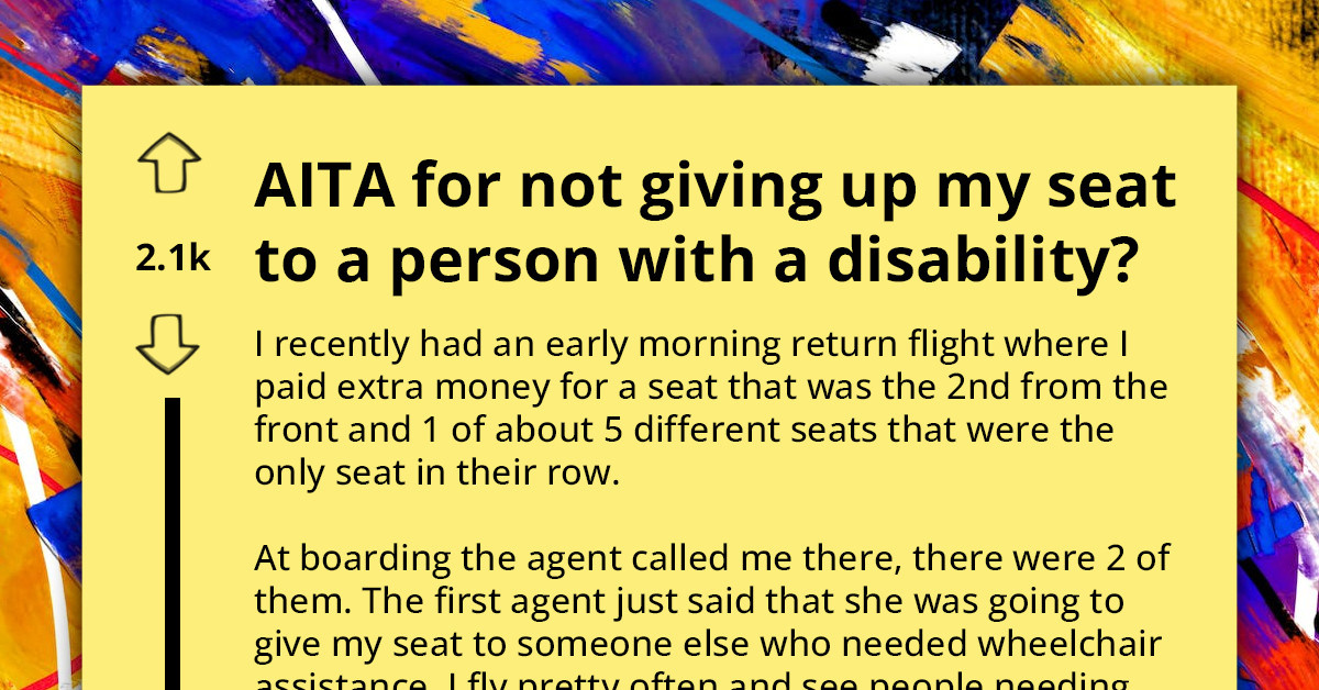 Man Refuses to Give Up His Upgraded Seat to a Person with a Disability, Feels Guilty About It Later On