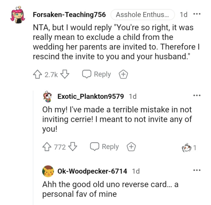 This Redditor suggests what the OP should reply to them