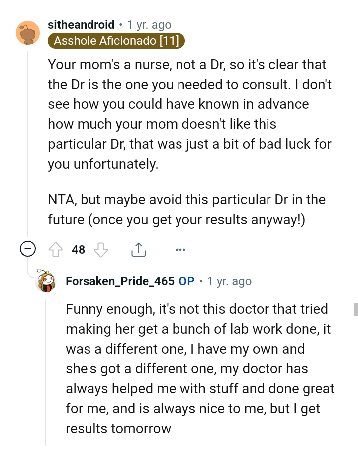 The OP Should Maybe Avoid That Particular Doctor in the Future