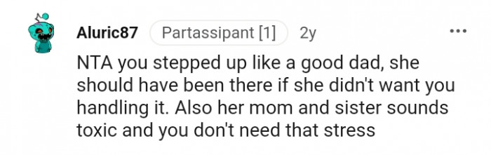 Her mom and sister sound toxic too