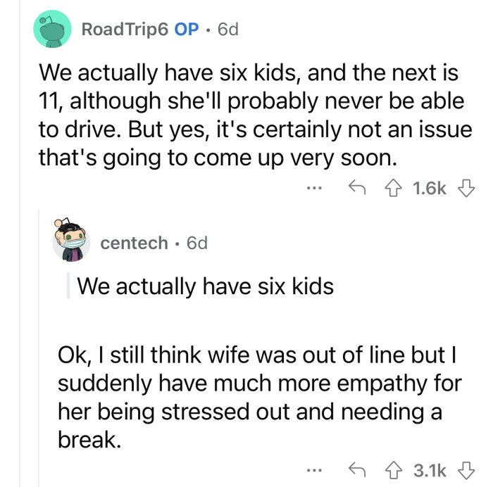 Op and his wife have six kids in total.