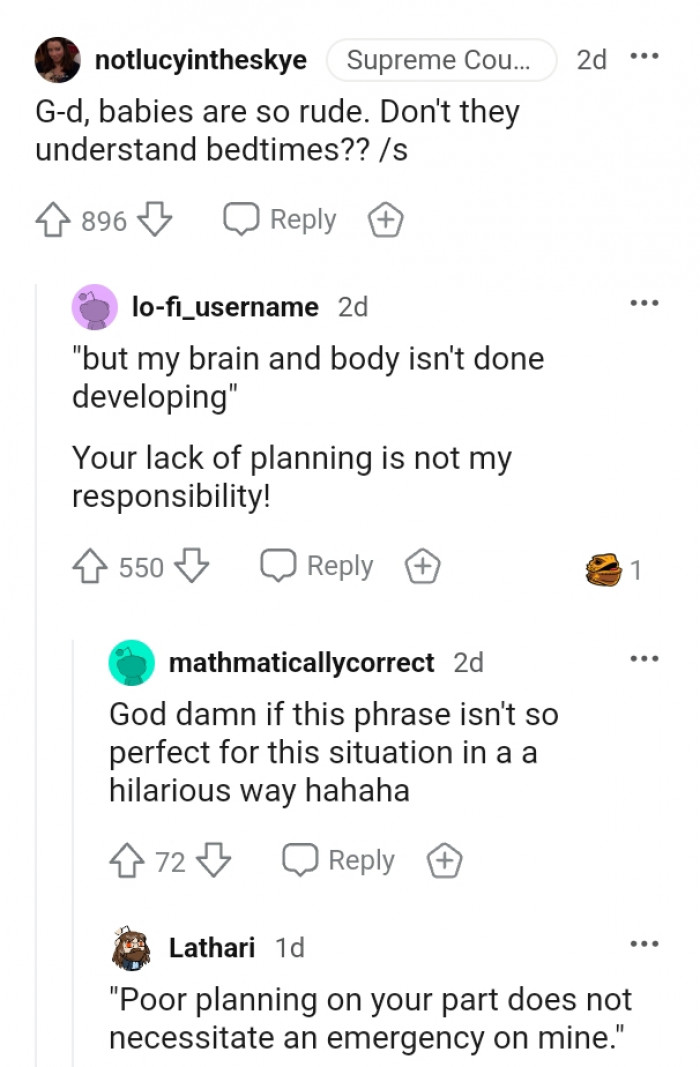 Babies do not understand bedtime