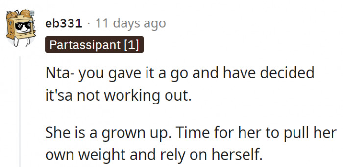 14. She is a grown-up, first and foremost.