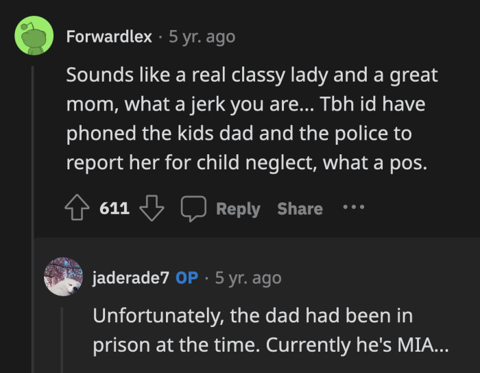 OP explained why she couldn't call the dad for help that time.