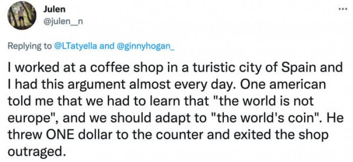 4. One American said we had to adapt to the world's coin