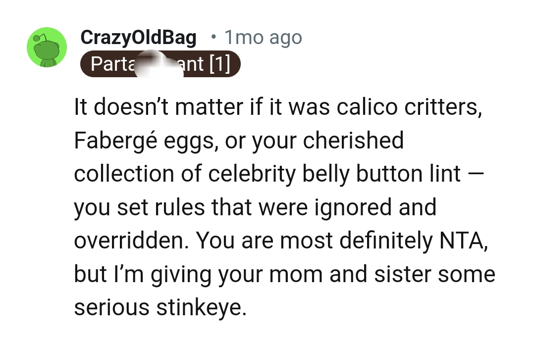 This Redditor Is Giving the Stink Eye to OP's Mom and Sister