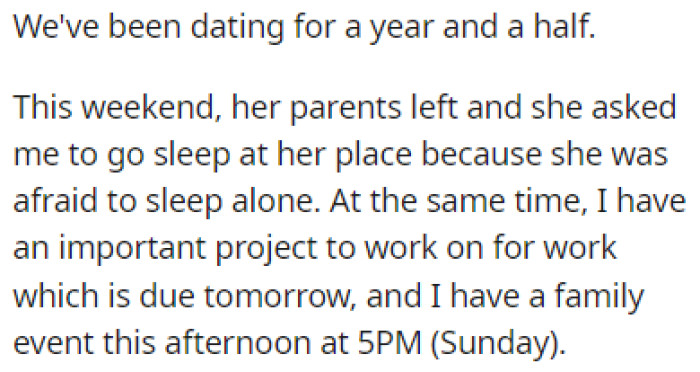 OP and his girlfriend have been dating for a year and a half.