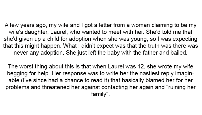 1. She just left the baby with the father and bailed.