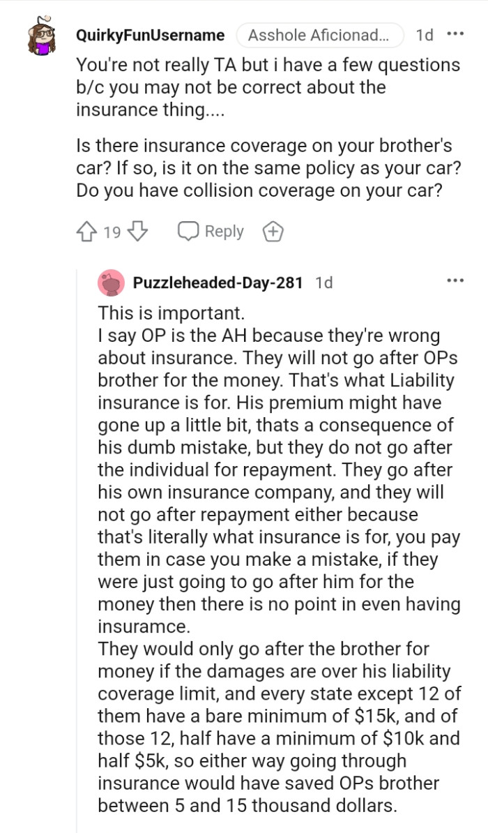 Does the OP Have Collision Coverage on His Car?
