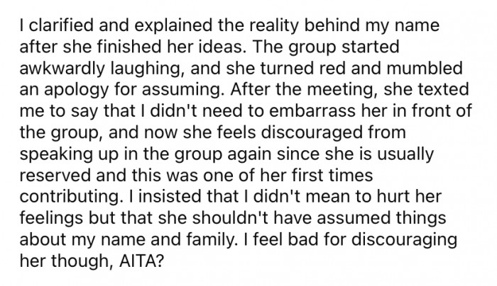 The Redditor spoke up to clarify the real reason behind her American-sounding name.