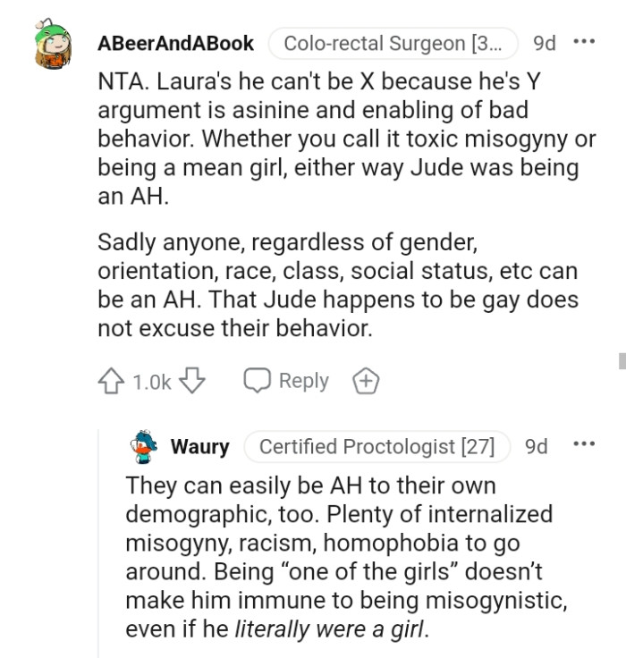 That Jude is a gay does not excuse their behavior