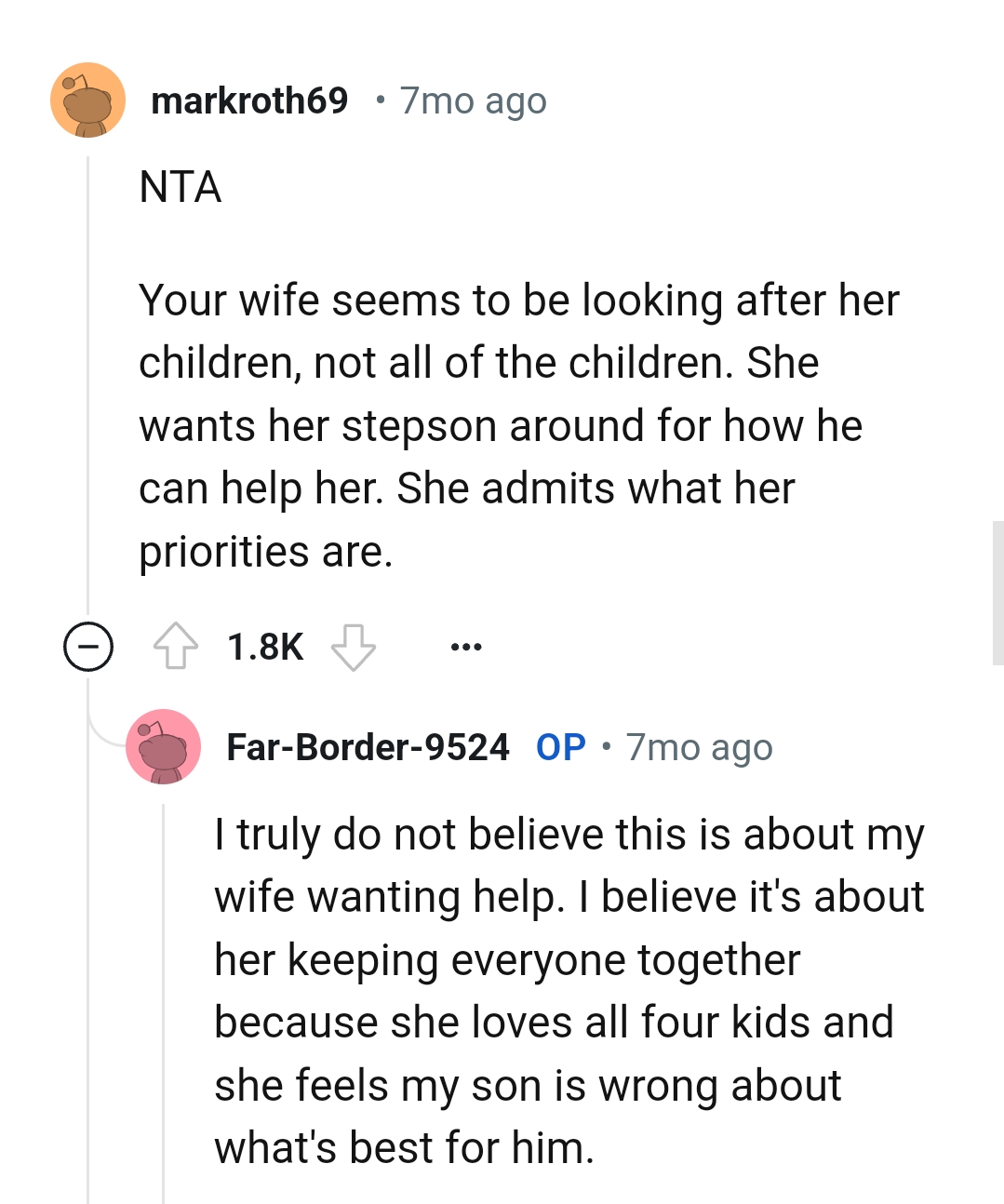 Wanting her stepson around