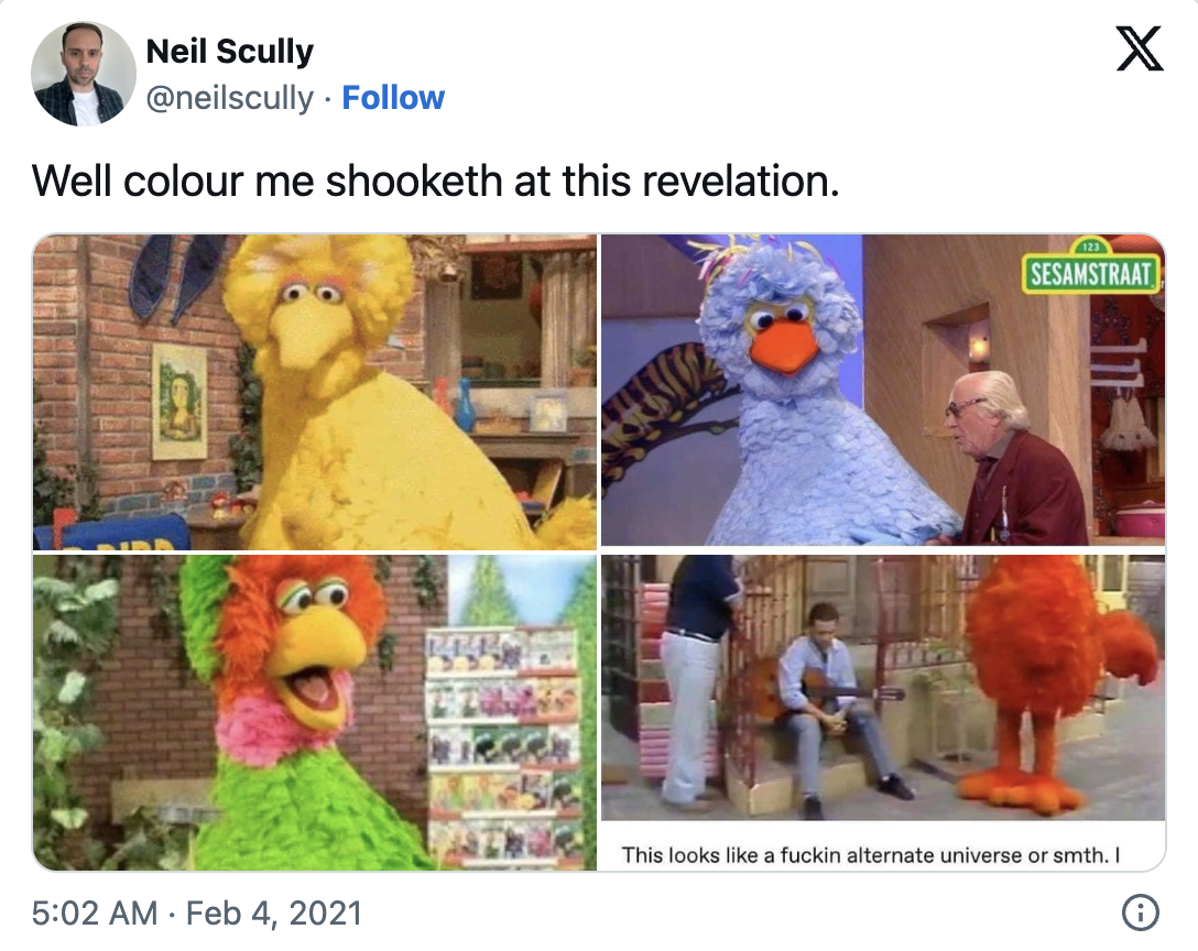 This question sparked a realization that Big Bird's appearance isn't uniform across the globe, highlighting a colorful array of differences in how this beloved character is portrayed in various countries.