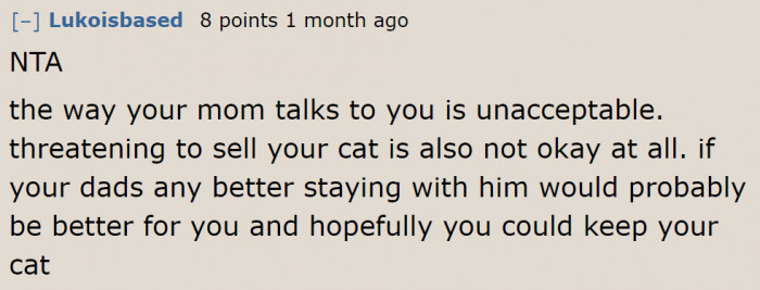 We just hope the dad will be kind to this teenager.