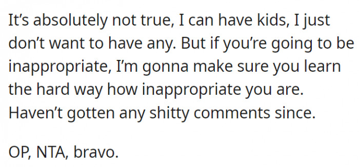 This person taught them the hard way how inappropriate they were being