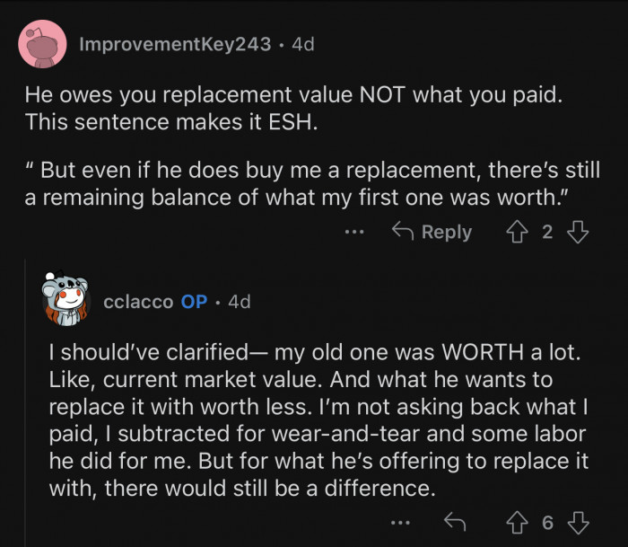 Even if he replaces it, the difference still stands.