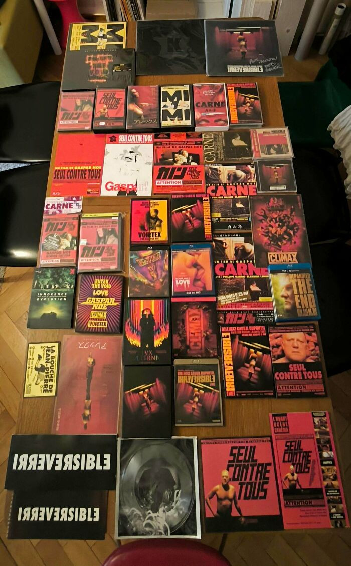 "For Collectors, A Photo Of My Gaspar Noe Collection"