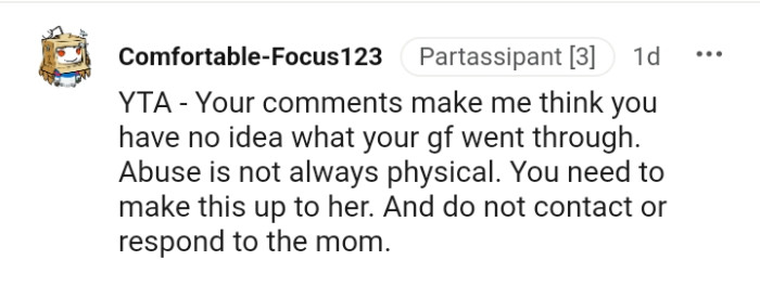 The OP needs to make it up to her