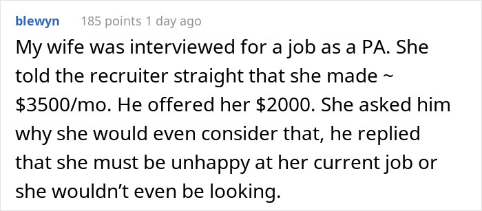 You must be unhappy; here's a job that pays $1,500 less than your current salary.