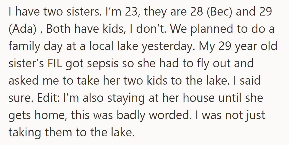 OP Stepped in to Care for Her Sister's Kids When a Family Emergency Arose, Staying at Her Sister's House Until She Returned.