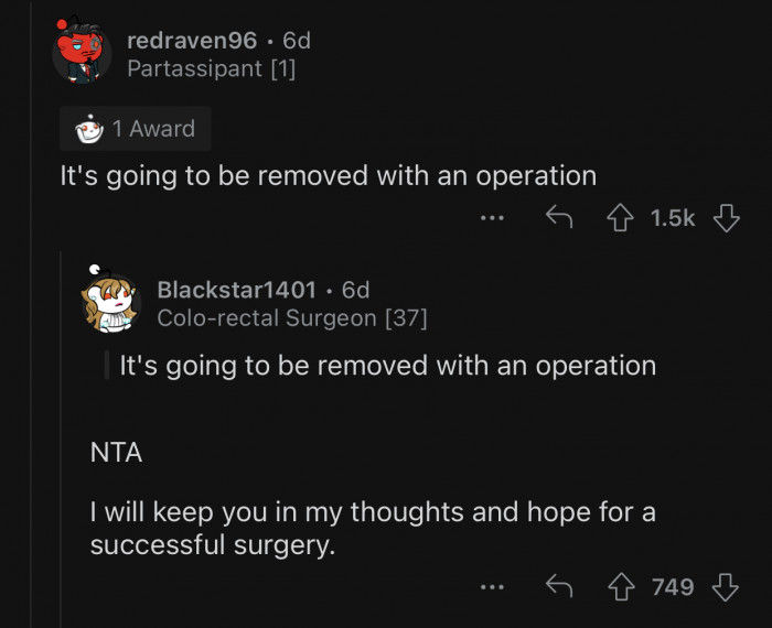 OP is going to undergo surgery to have the tumor removed.