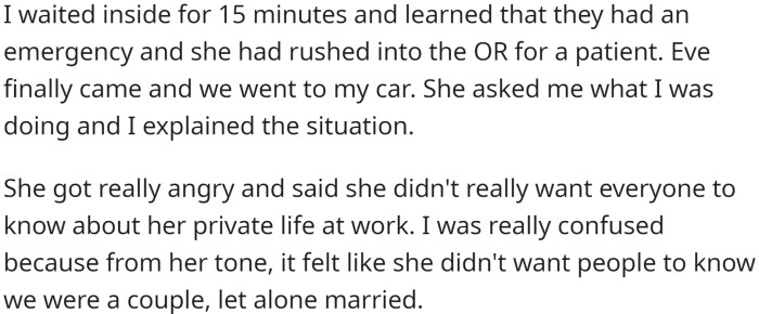 Eve felt this would result in her being subjected to negative comments from her coworkers, as her workplace is male-dominated.