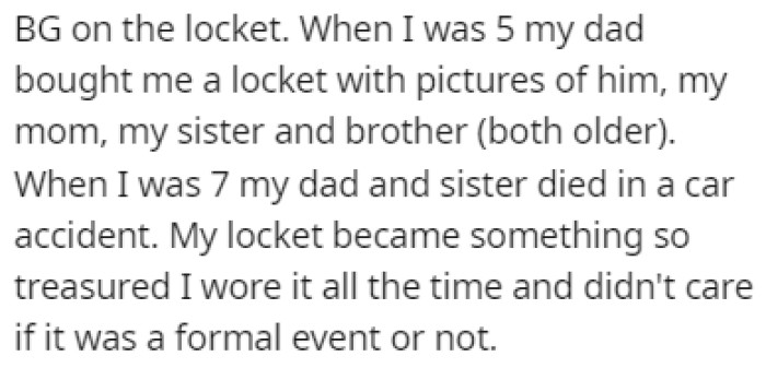 When OP Was Just 7 Years Old, Their Dad and Sister Died in a Car Accident