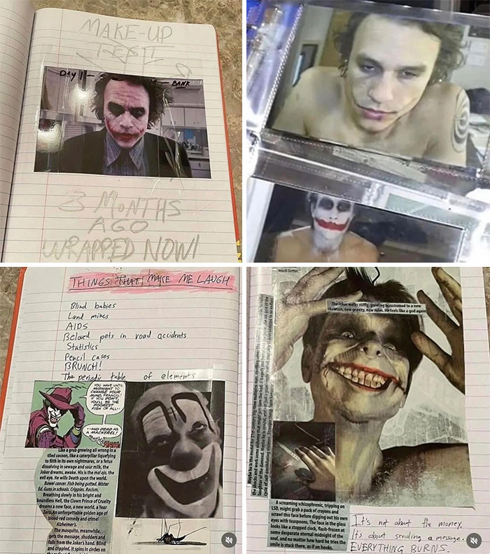 "Heath Ledger's personal diary during the filming of Dark Knight."