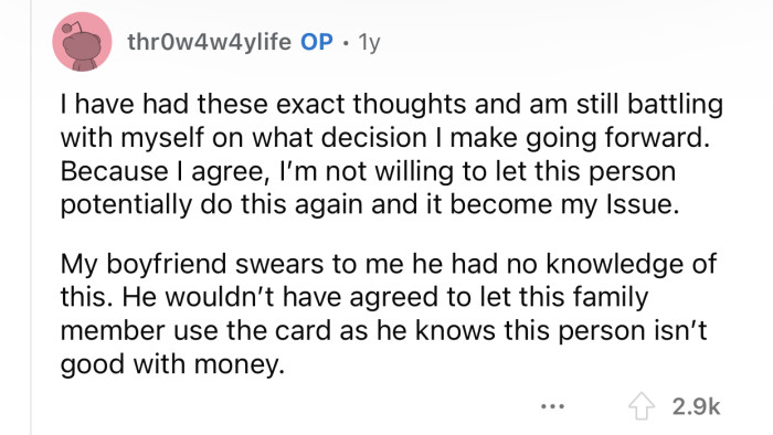 OP suspects her boyfriend might have been aware of the 