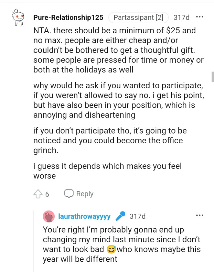 The OP could become the office Grinch