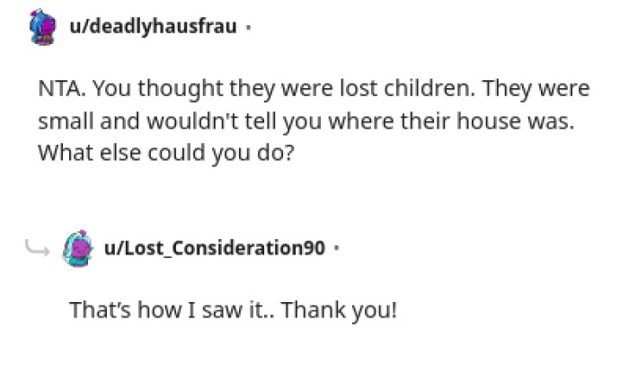 They wouldn't tell the OP where their house is
