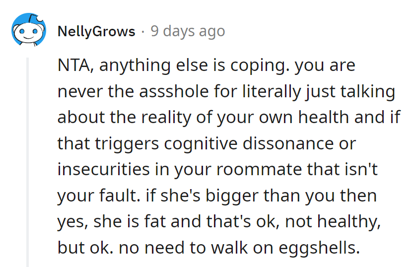 Just keeping it real is not a crime. Roommate's gotta deal with their yolks!