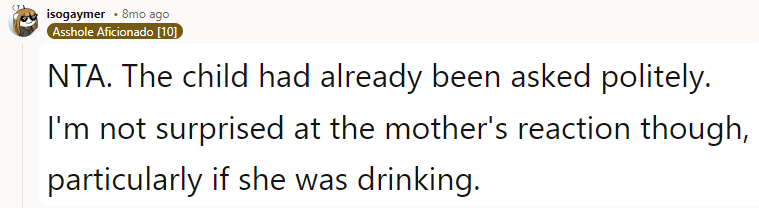 NTA. The child had already been asked politely