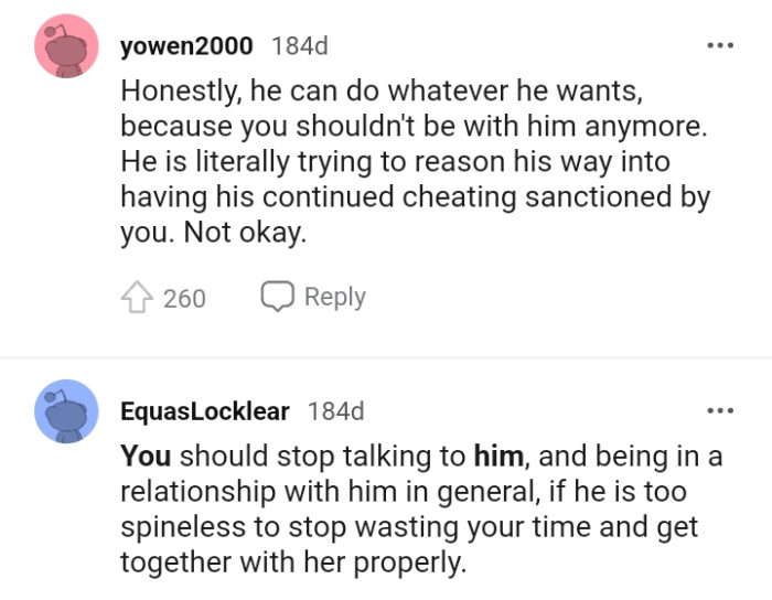 He's trying to continue his cheating acts