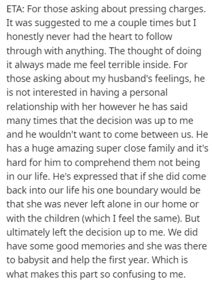 Some people asked OP about pressing charges