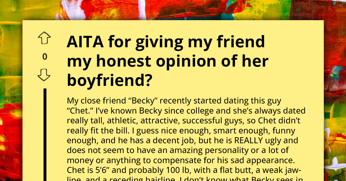Friend Criticizes Doctor's 'Ugly and Poor' Boyfriend, Strains Longstanding Friendship