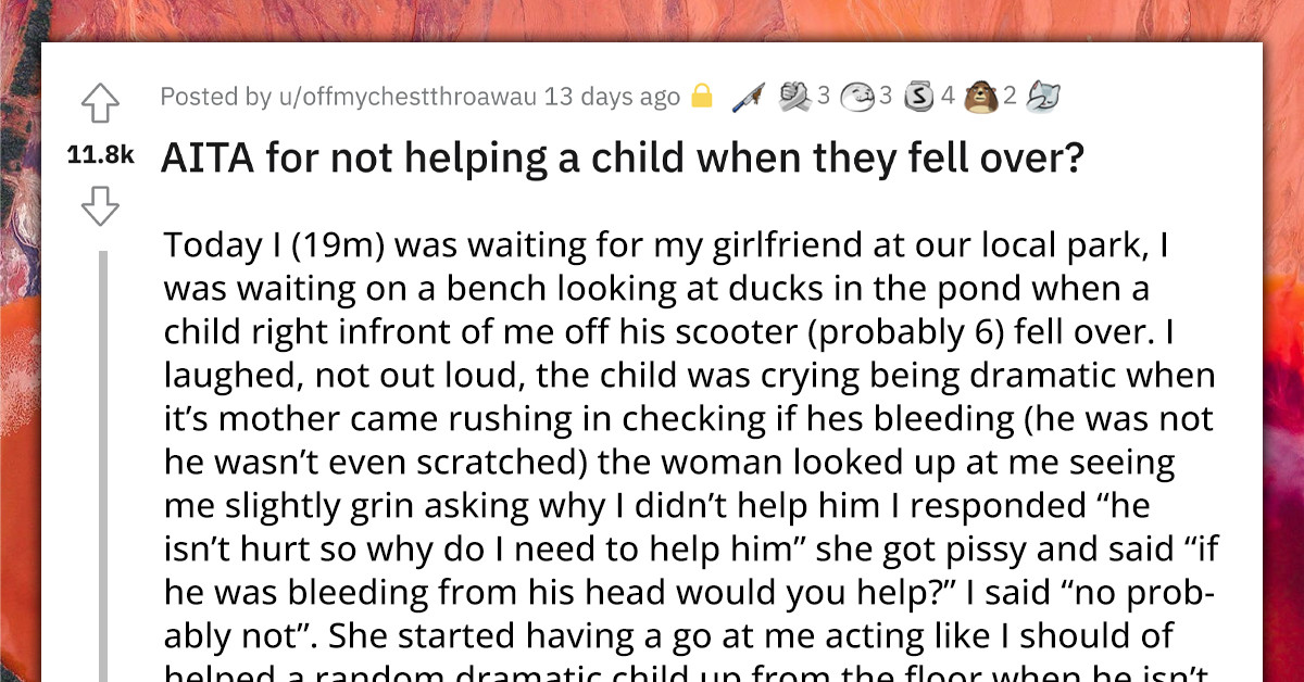 Redditor Gets Roasted Online For Laughing And Refusing To Help A Kid Who Fell Off His Scooter