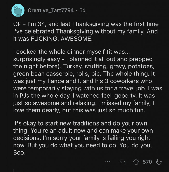 Op is an adult now and can make his own decisions.