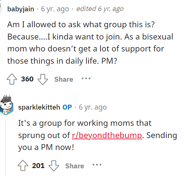 She even shared the link here to the group for those who want an inclusive mom group.