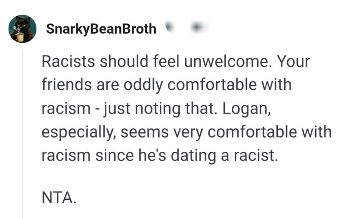 Logan seems very comfortable dating a racist